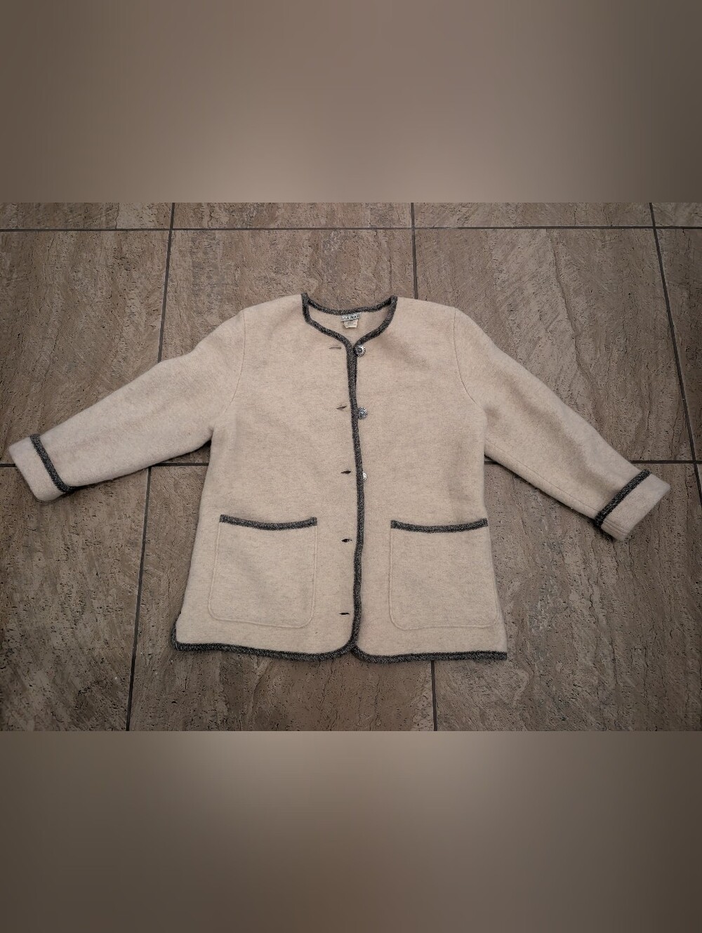 Vintage L.L. Bean beige wool button down coat M